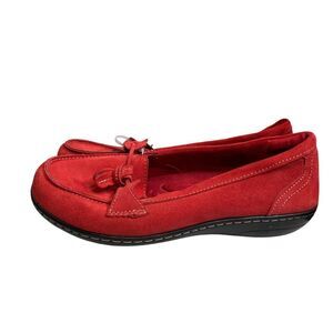 Osslue Women's Red Microsuede Comfort Slip-On Loafers Size 10.5 Walking Shoe